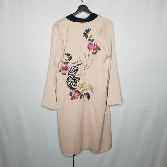 Topshop Tiger Embroidered Long Kimono Duster - Picture 6 of 7